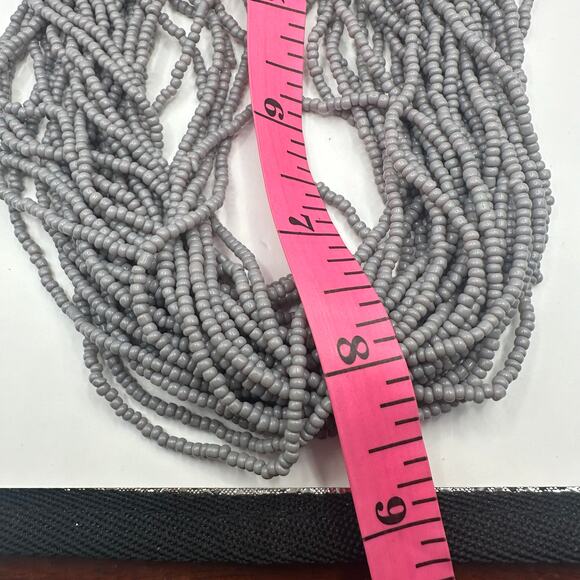 Purple grey chunky beaded necklace Multi strand Beads Statement Silver tone - Picture 5 of 8